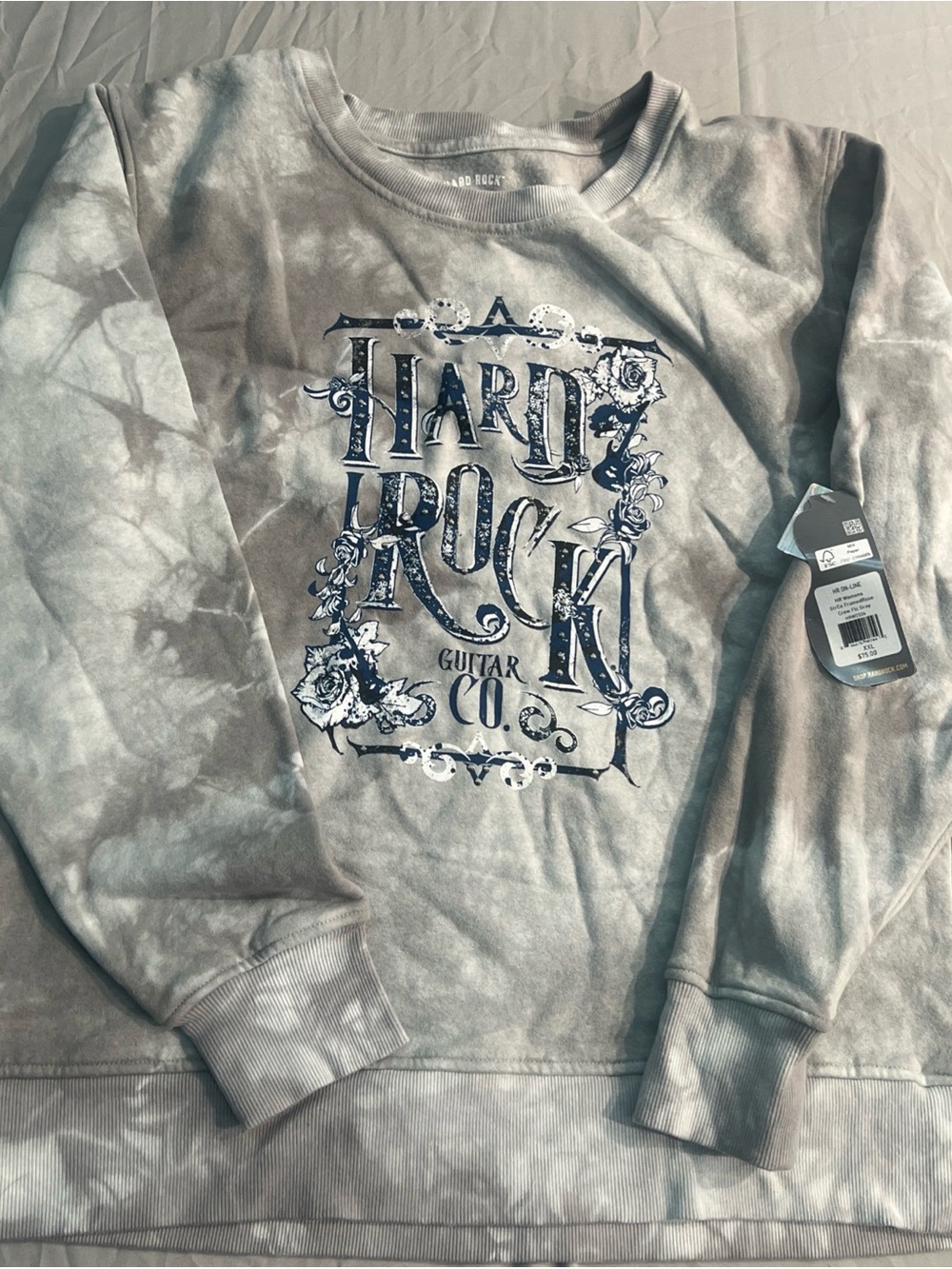 Women’s Hard Rock NWT Sweatshirt guitar Rock &  Roll XXL tie dye